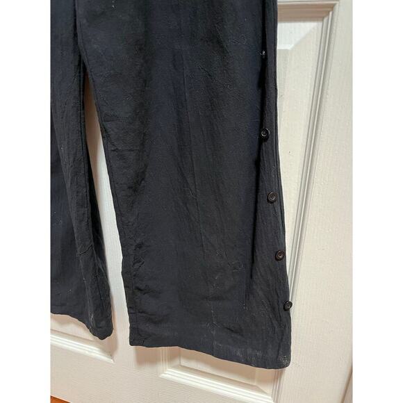 Black Wide Leg Overalls Boho Beach Coastal Loungewear Open Back Buttons Small - Picture 6 of 10